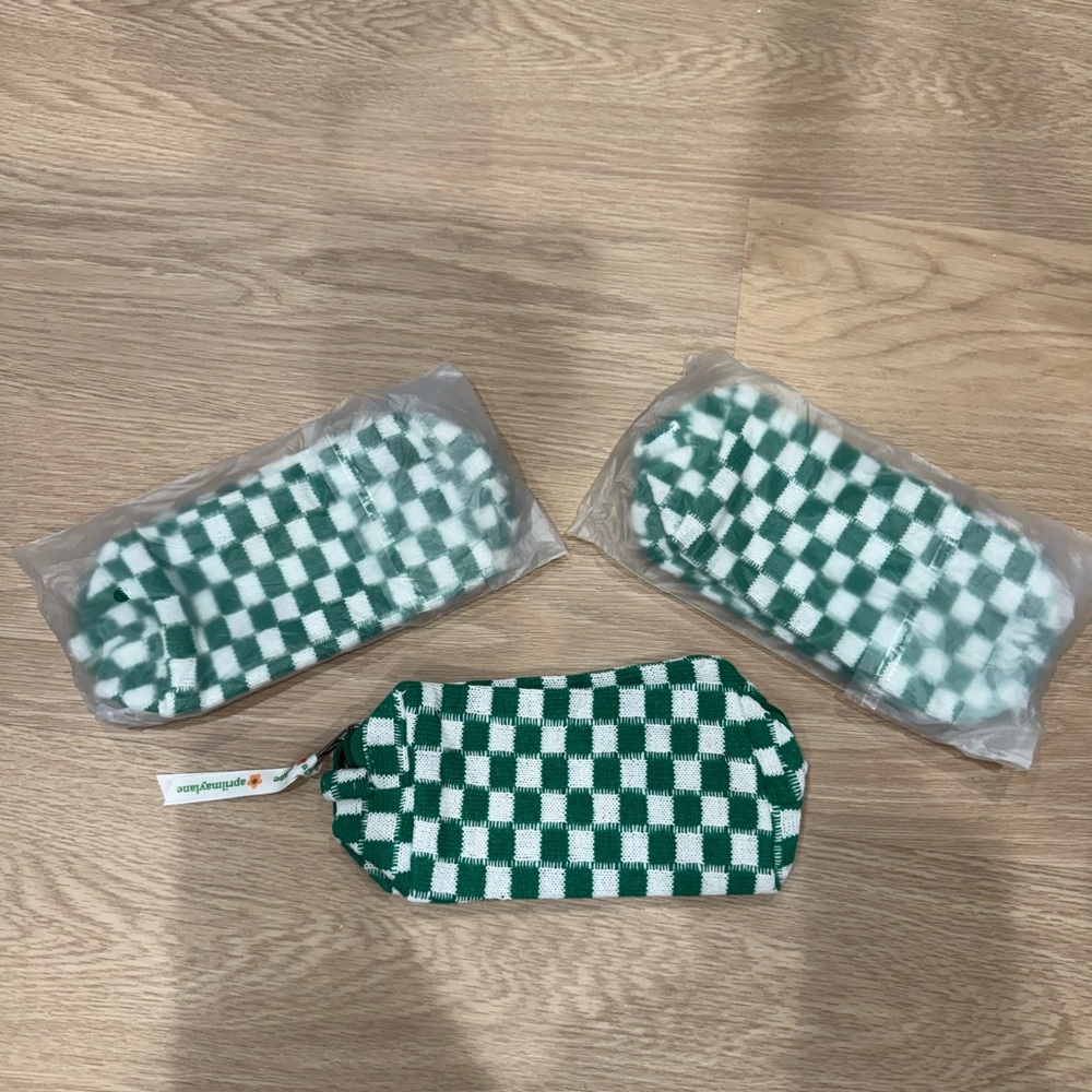 Green and White Checkered Pouches